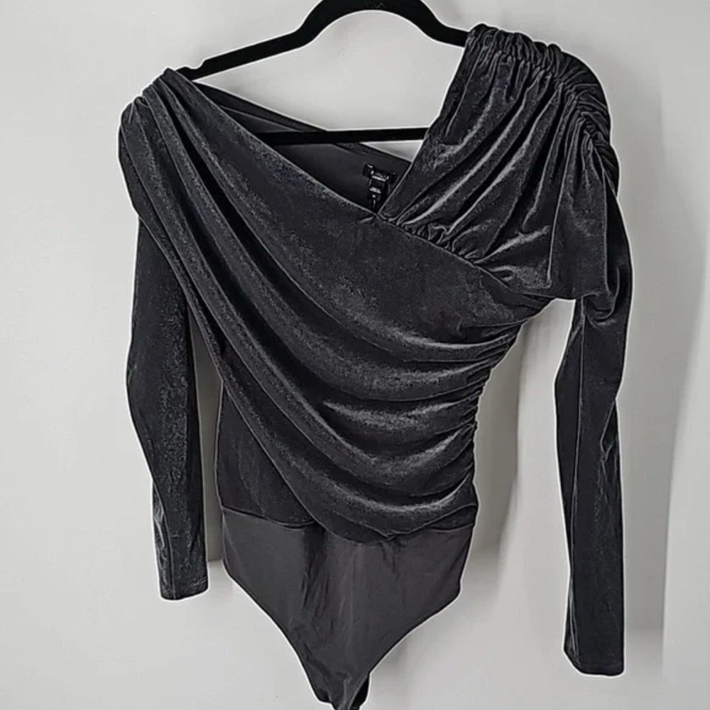 FINAL DROP! GRAY Express Velvet Bodysuit - Picture 2 of 6
